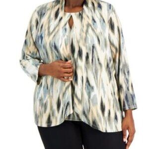Kasper Plus Size Open Front Cardigan Blazer Sesame Combo 2X NWT (Note)